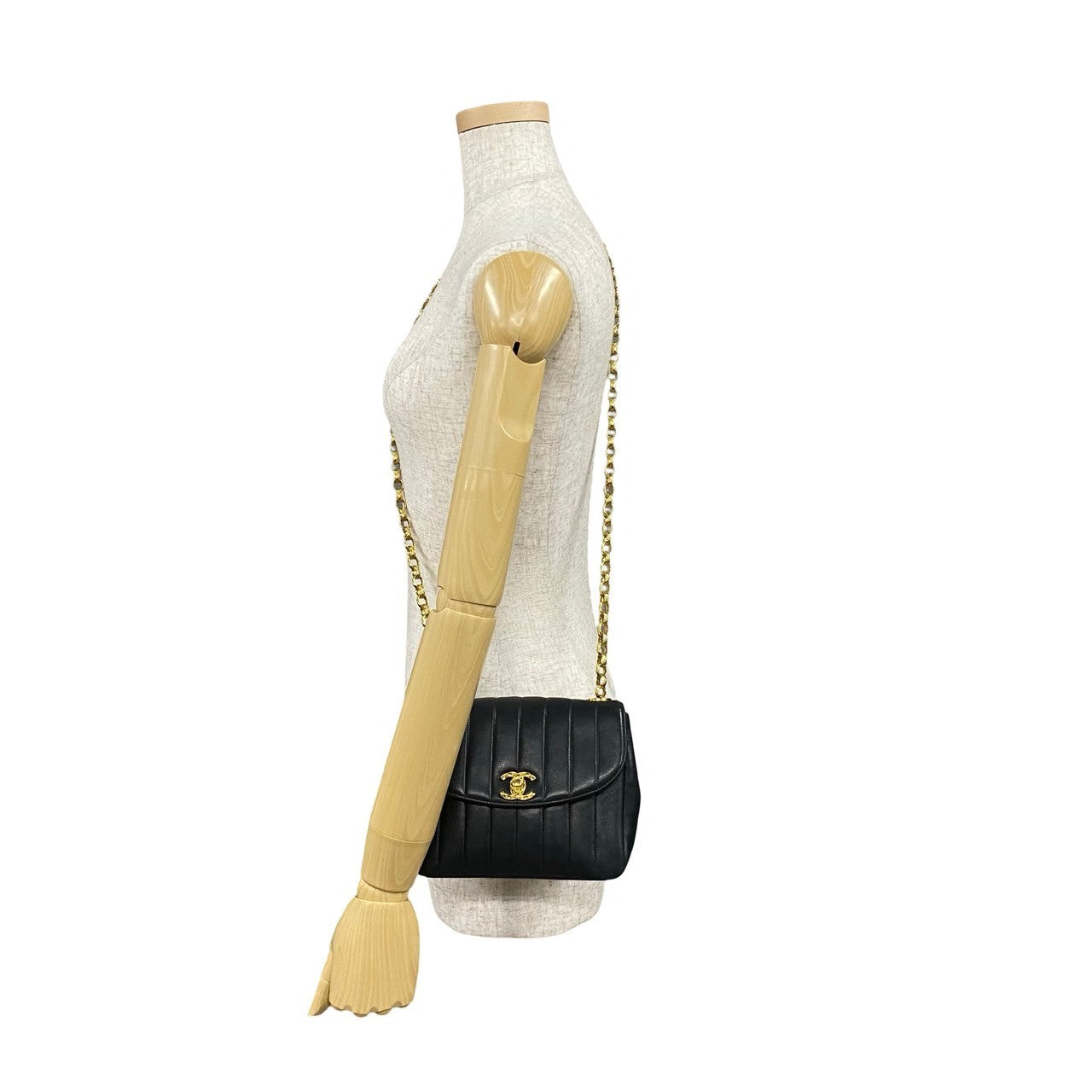 CHANEL Shoulder Bag lambskin black Mademoiselle