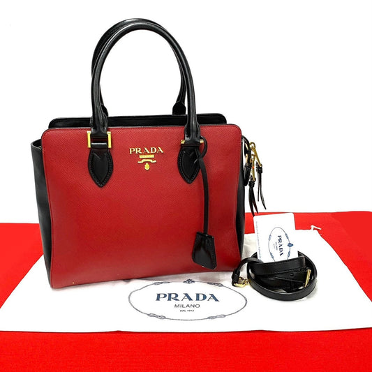 PRADA Shoulder Bag leather Red