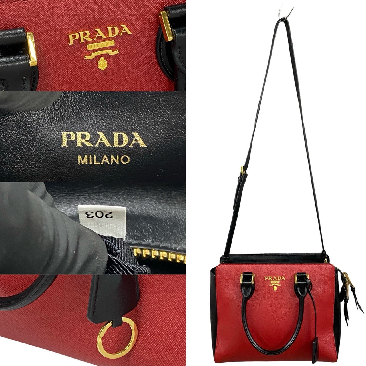 PRADA Shoulder Bag leather Red - Style 2