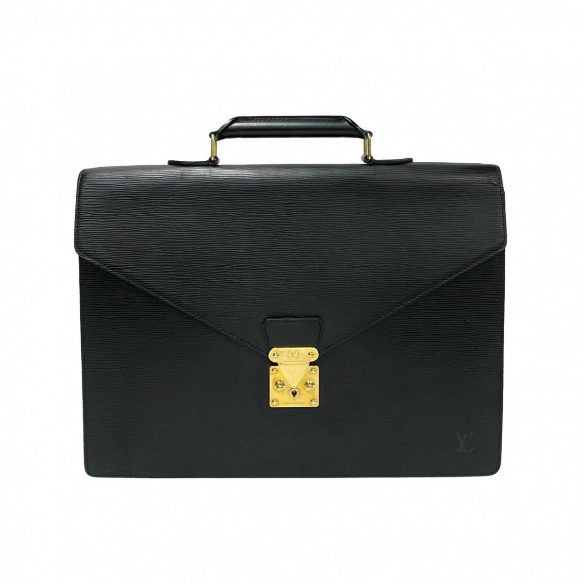 LOUIS VUITTON Business bag leather black Epi Serviette Ambassador mens