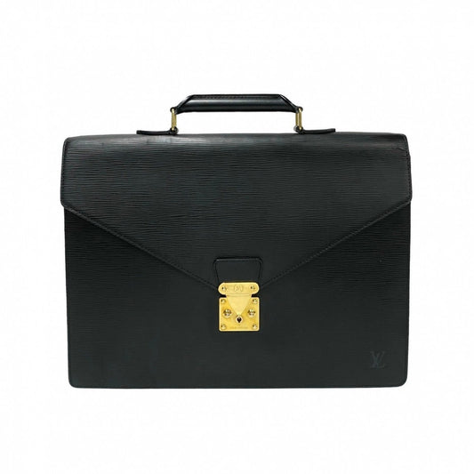 LOUIS VUITTON Business bag leather black Epi Serviette Ambassador mens