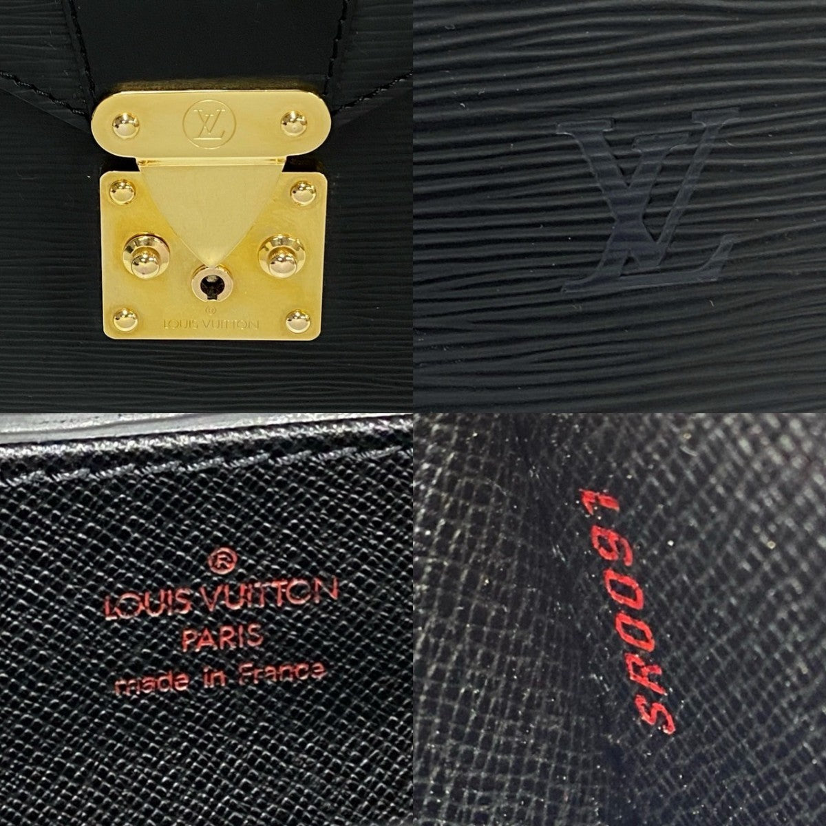 LOUIS VUITTON Business bag leather black Epi Serviette Ambassador