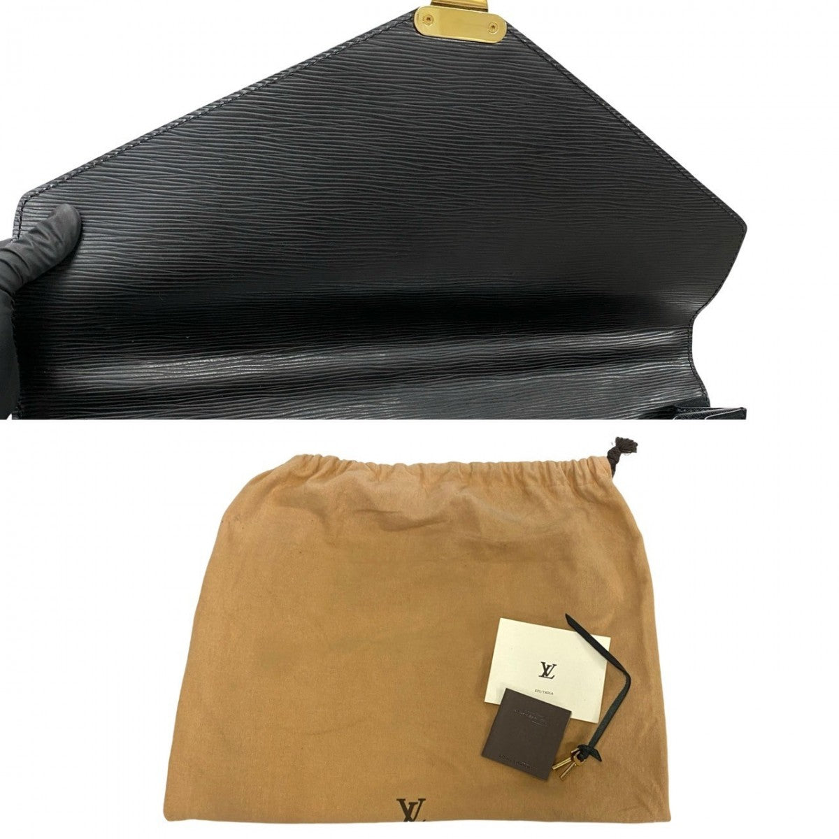LOUIS VUITTON Business bag leather black Epi Serviette Ambassador mens