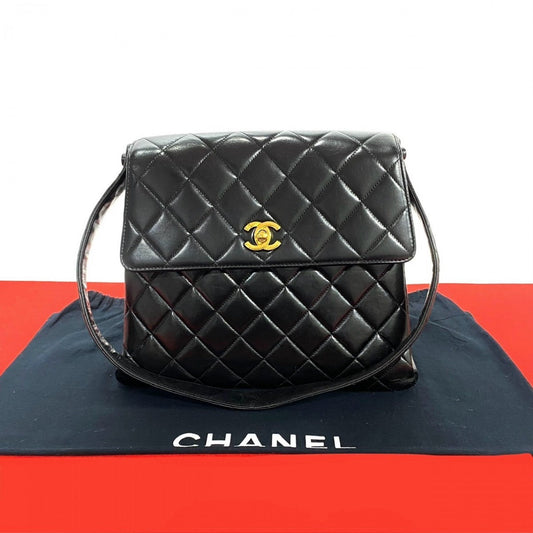 CHANEL Shoulder Bag lambskin black COCO Mark Matrasse Women
