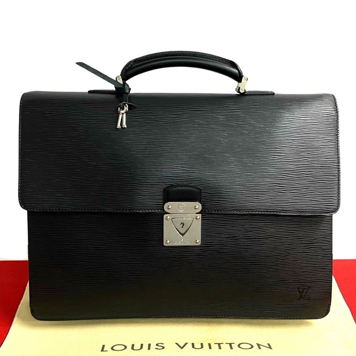 LOUIS VUITTON Business bag leather black Epi Laguito mens