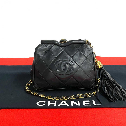 CHANEL Shoulder Bag lambskin black COCO Mark Matrasse Women