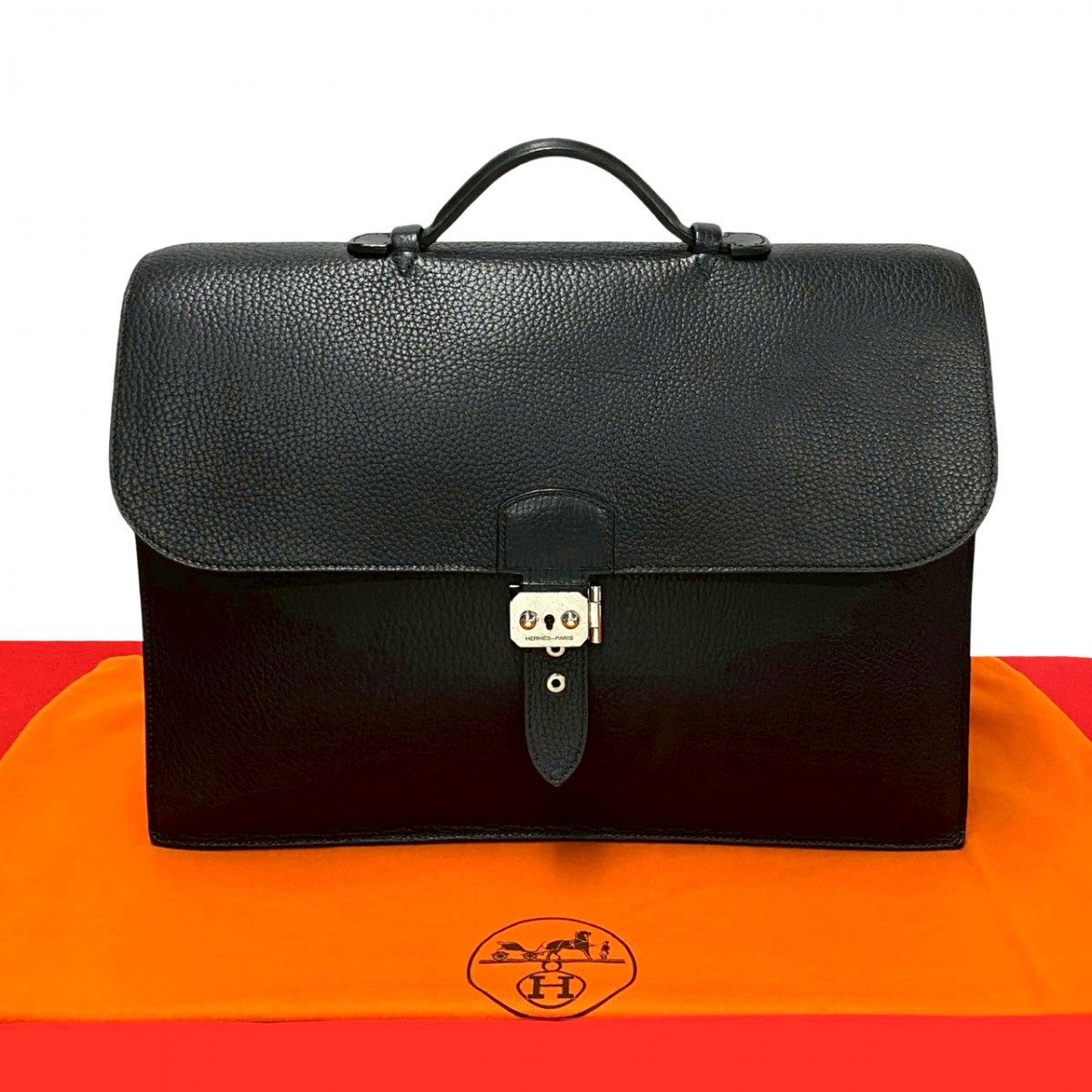 HERMES Business bag Fjord black Sac Adepesh 41 mens
