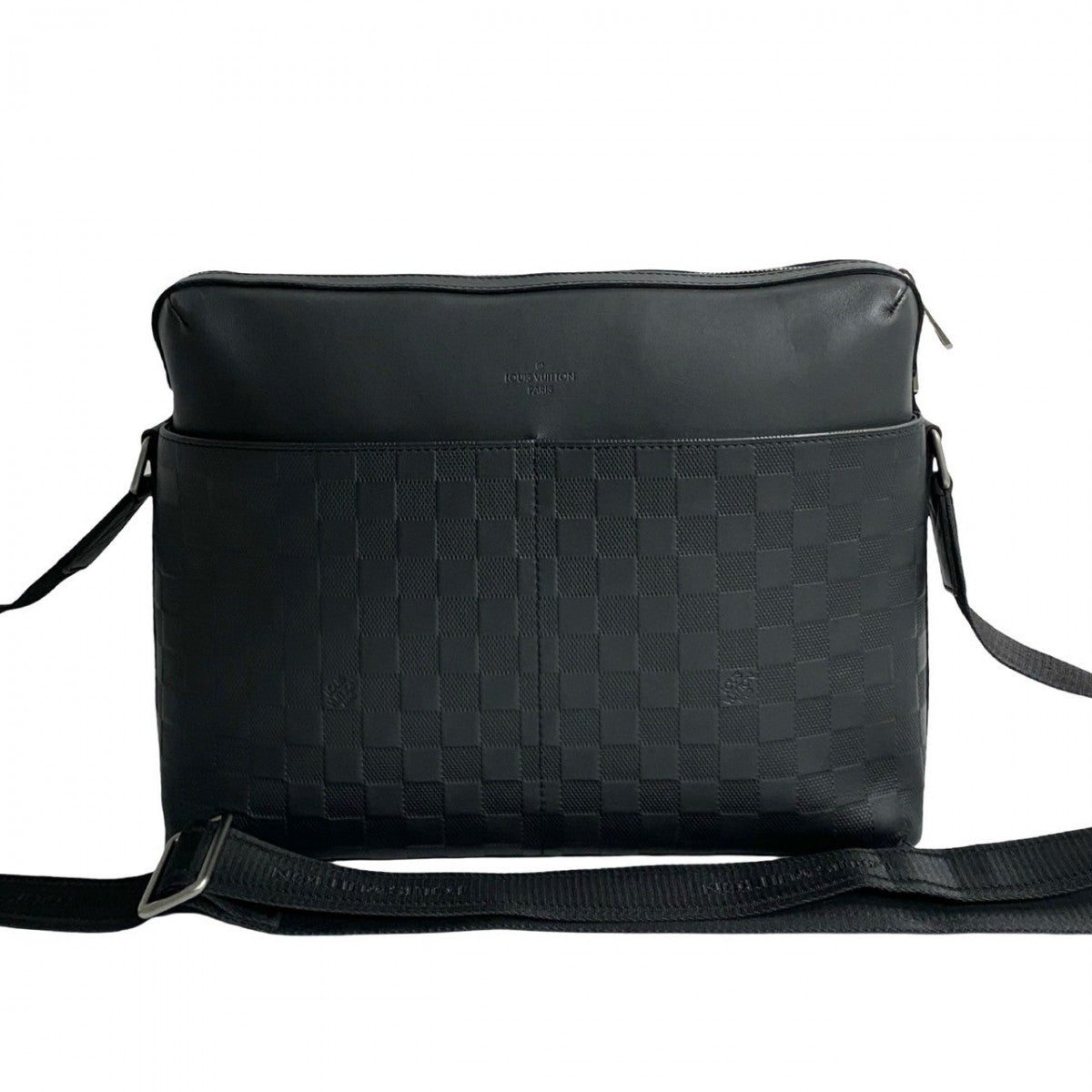 LOUIS VUITTON Shoulder Bag leather black Damier Anfini Calypso MM mens