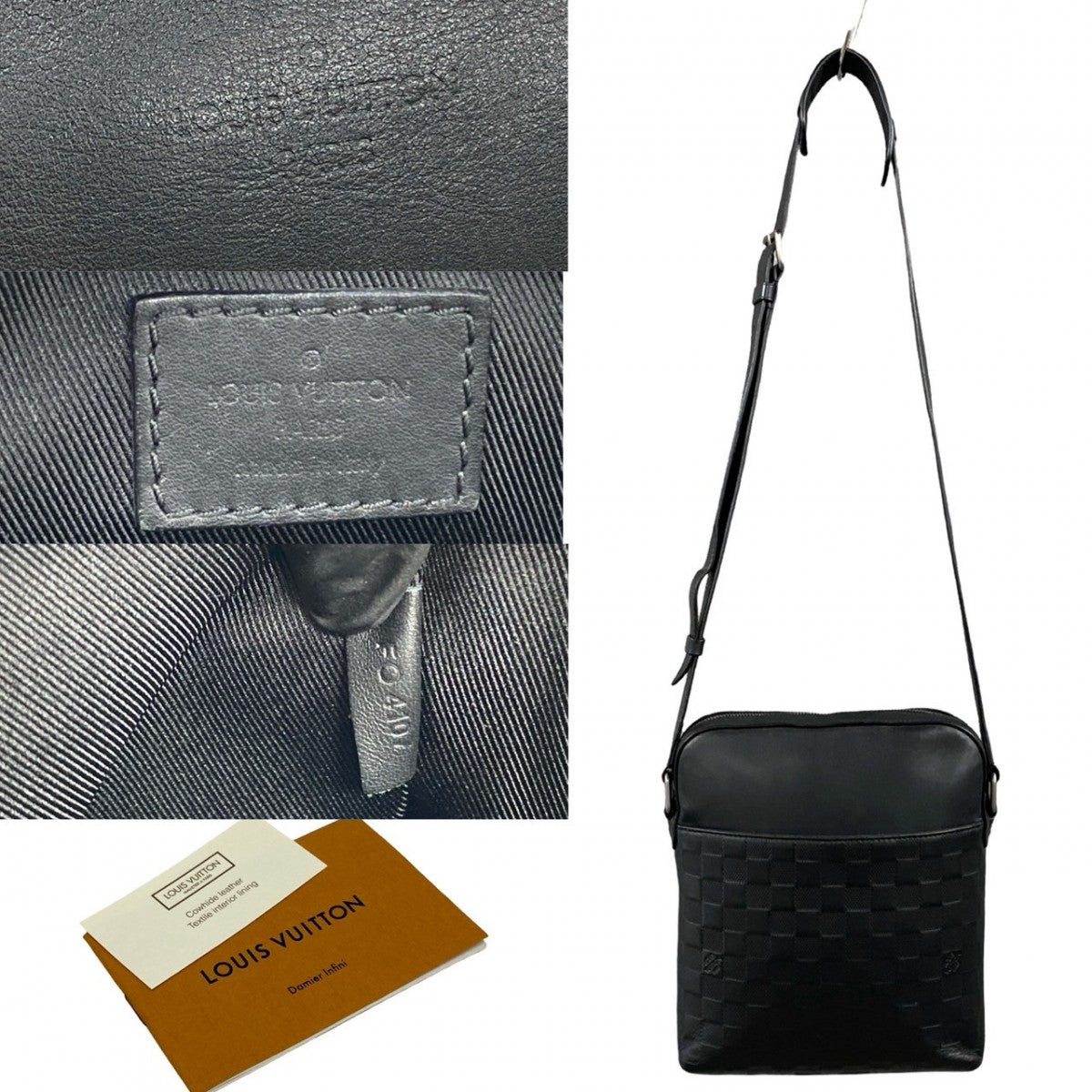 LOUIS VUITTON Shoulder Bag Damier Anfini Leather black Messenger bag Pochette District mens(Unisex)