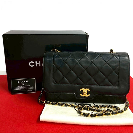 CHANEL Shoulder Bag lambskin black COCO Mark Matrasse Women