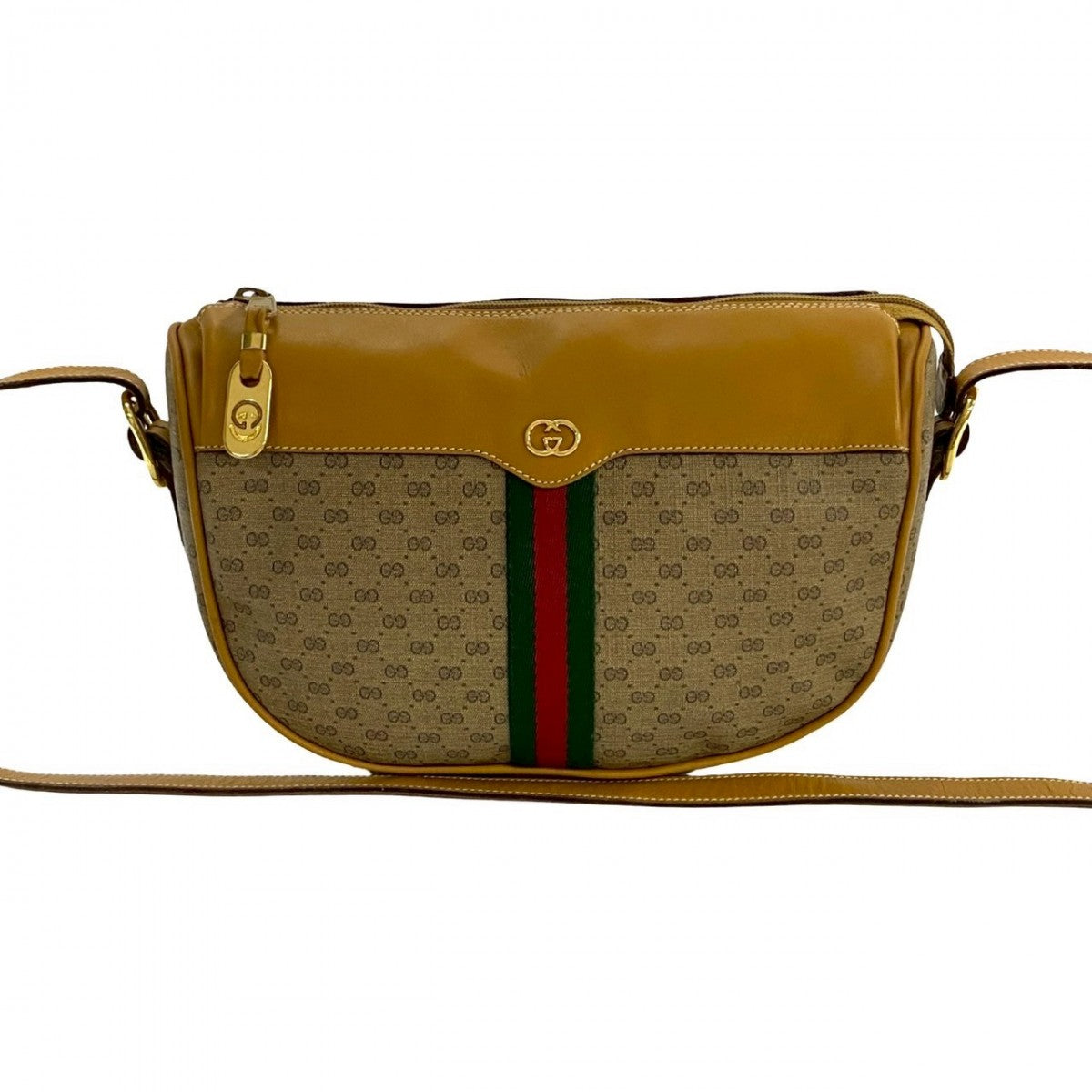 GUCCI Shoulder Bag Leather, PVC Brown Micro GG logo Sherry line Women