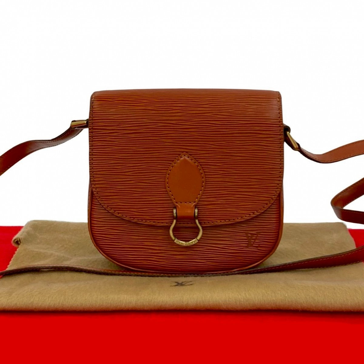 LOUIS VUITTON Shoulder Bag leather Brown Epi Mini Saint-Cloud