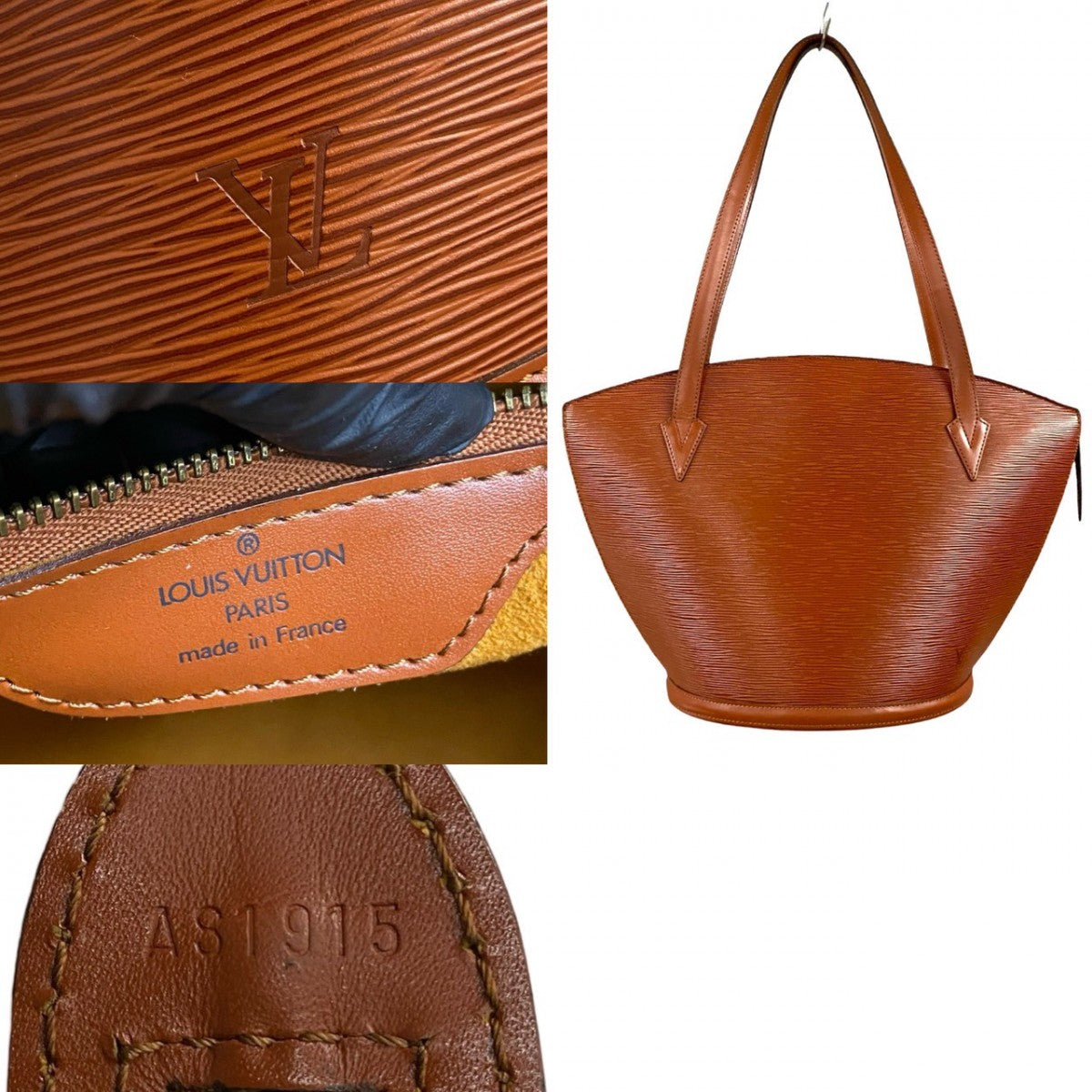 LOUIS VUITTON Tote Bag Epi Leather Brown Epi Sunjack shopping Women