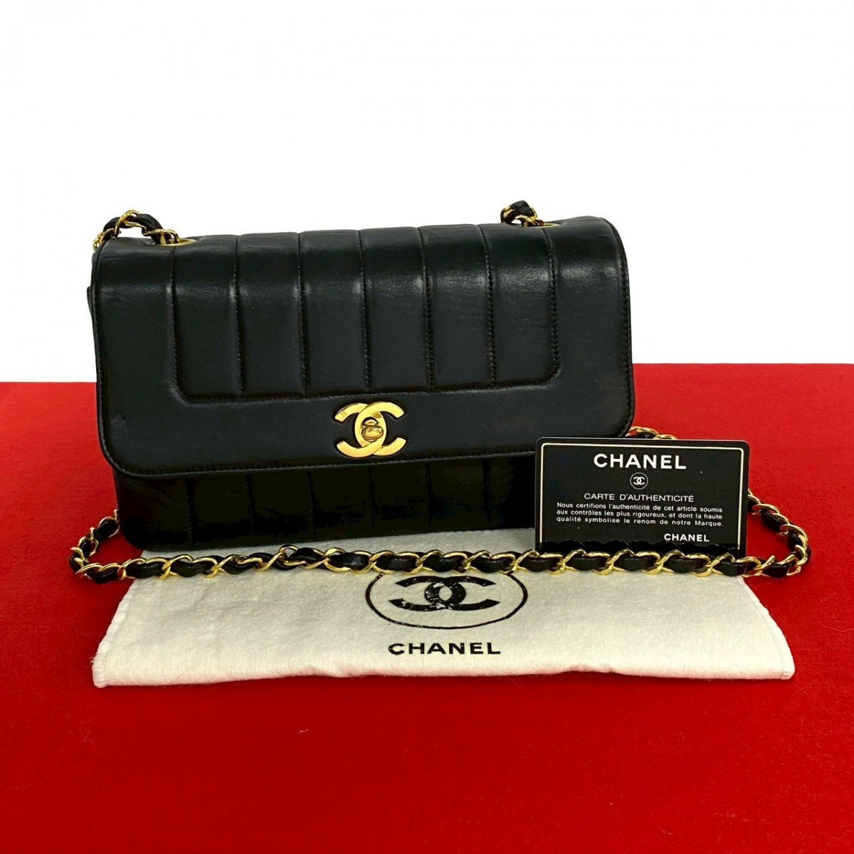CHANEL Shoulder Bag lambskin black COCO Mark Mademoiselle Women