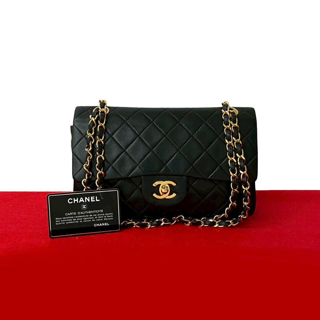 CHANEL Shoulder Bag lambskin black Matrasse