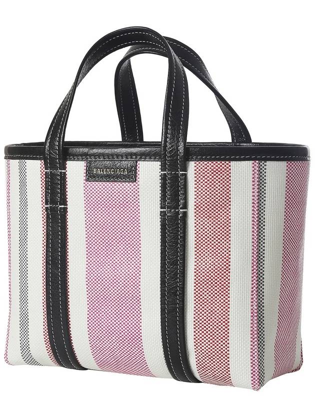 Luxury Balenciaga Trending 2026 Barbes East West Raffia Striped Shopper Tote Bag Pink