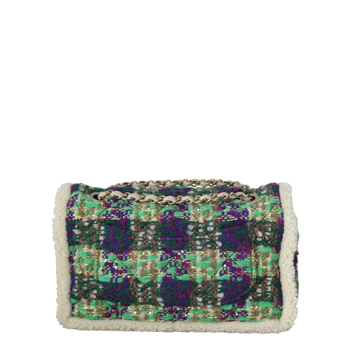 Chanel Classic Single Flap Tweed Shearling