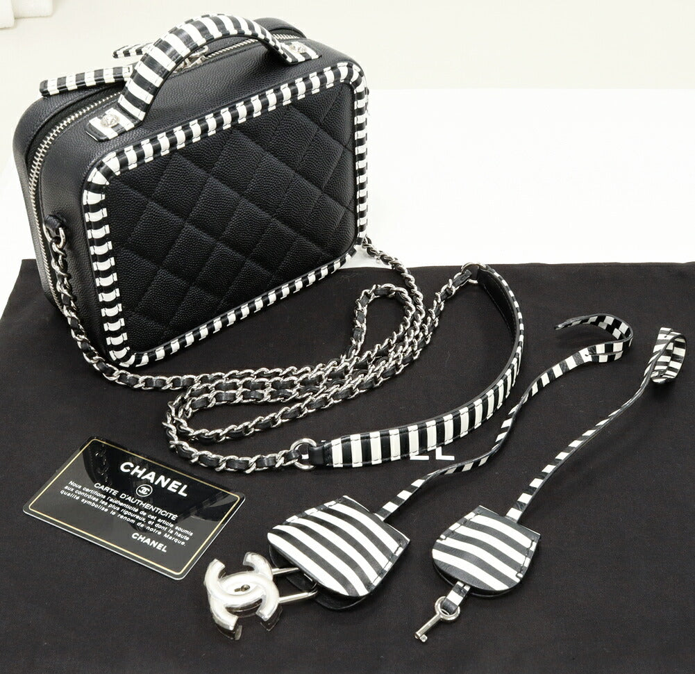 Chanel CC Filigree Caviar Skin 2way Shoulder Bag