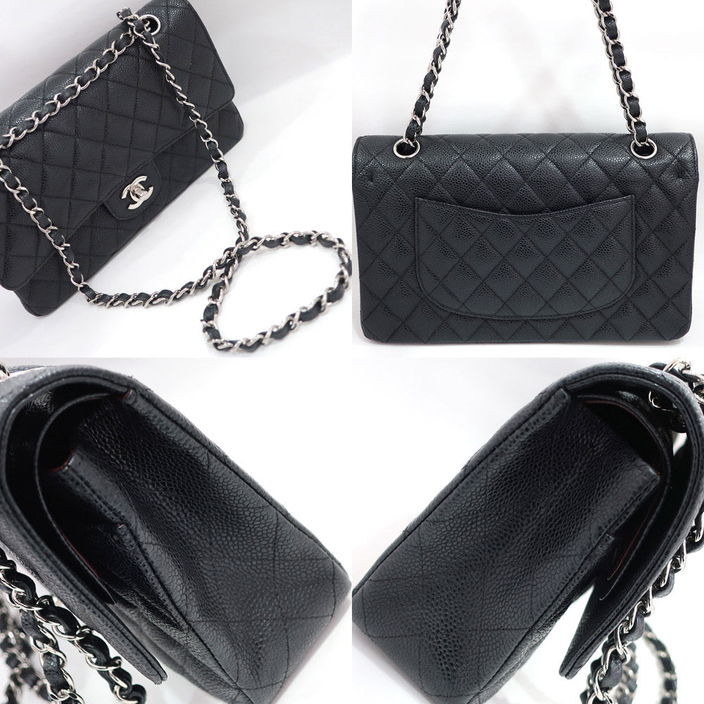 Chanel Bag Matrasse 25 A01112 Chain Shoulder CC Mark W Flap Caviar S BK SV G Women 19th Eight digit Card Bag Box