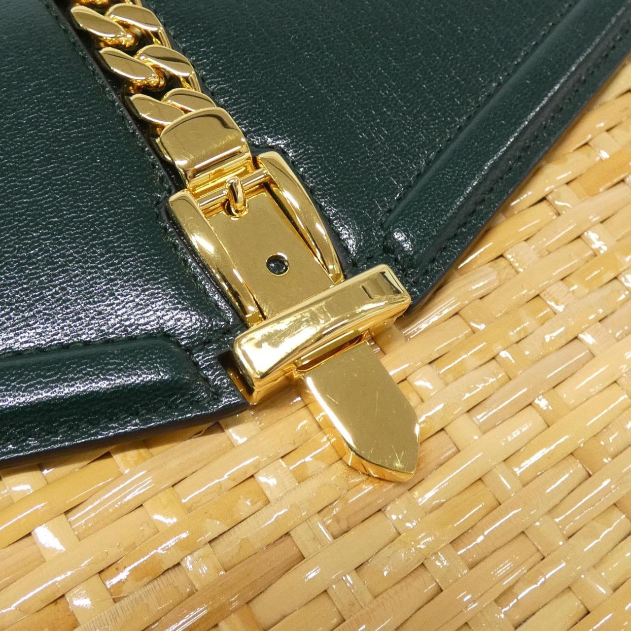 Gucci SYLVIE Wicker Leather Bag