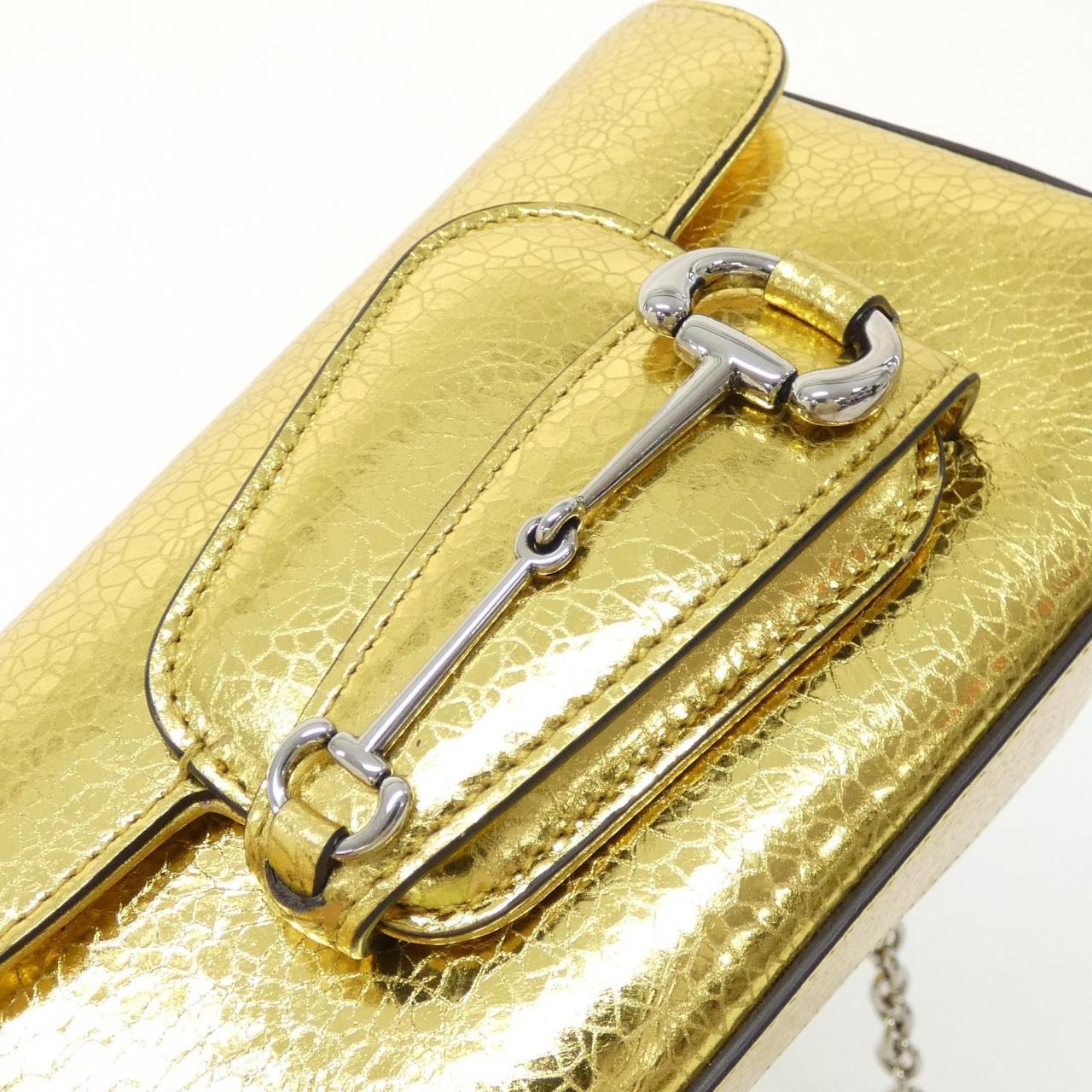 Gucci HORSEBIT 1955 Cracked Leather Shoulder Bag