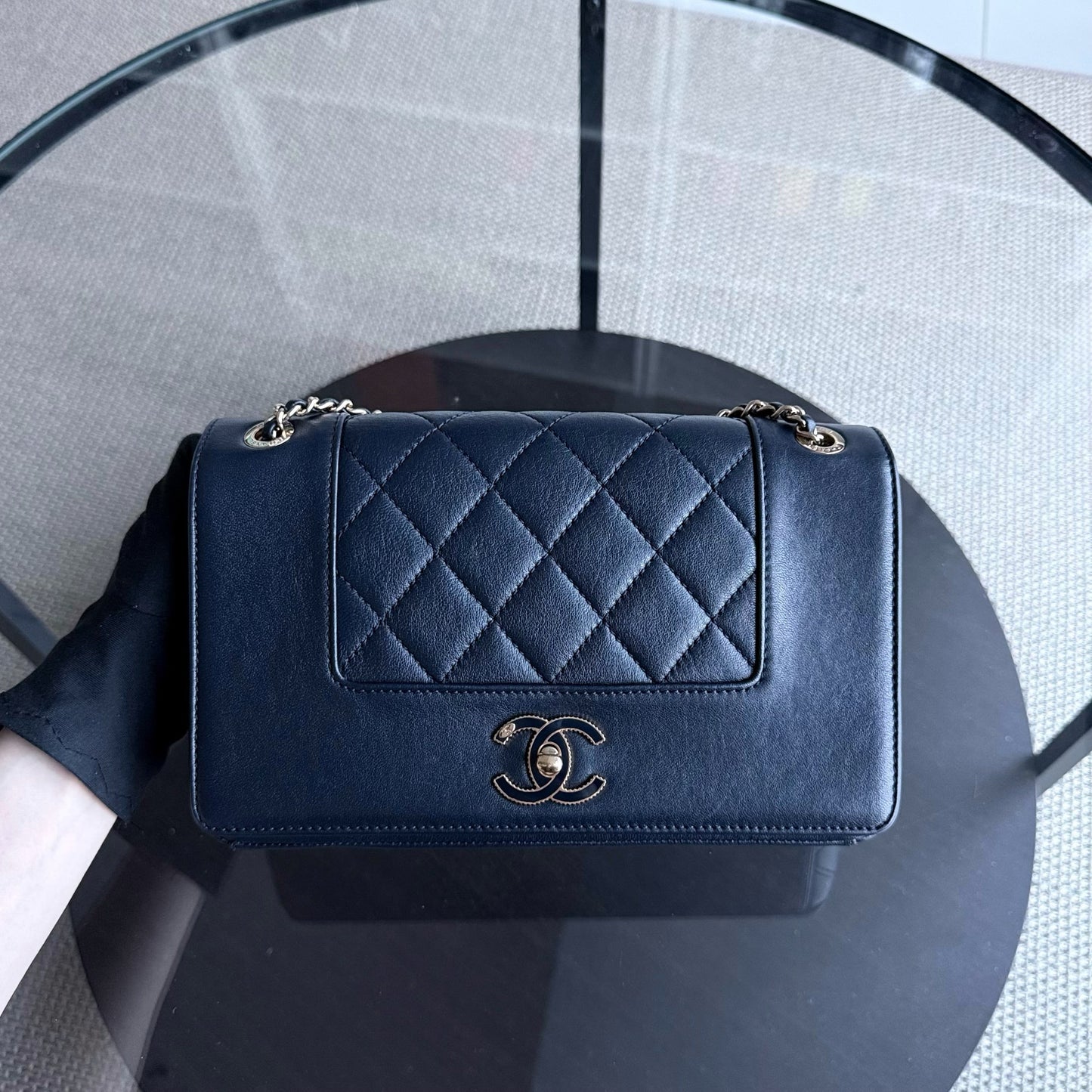 Chanel Mademoiselle Seasonal Flap - Cannage Calfskin Blue Gold Hardware Series 23
