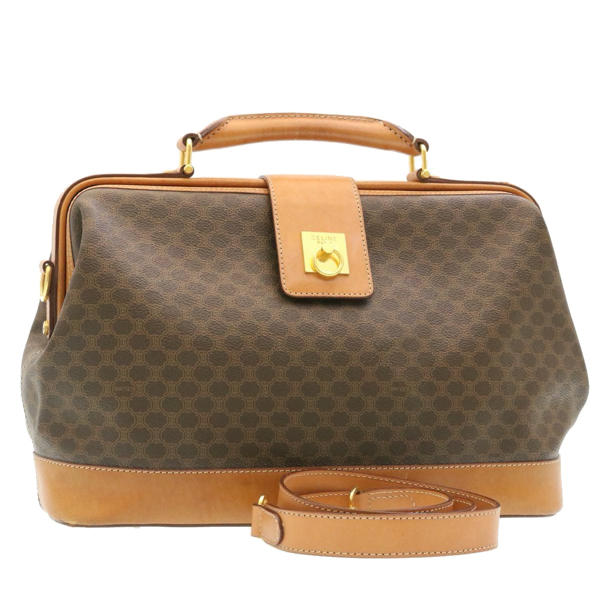 Luxury CELINE Macadam Canvas Hand Bag Brown 26517