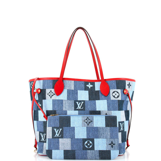Louis Vuitton Neverfull Tote Damier and Monogram Patchwork Denim MM