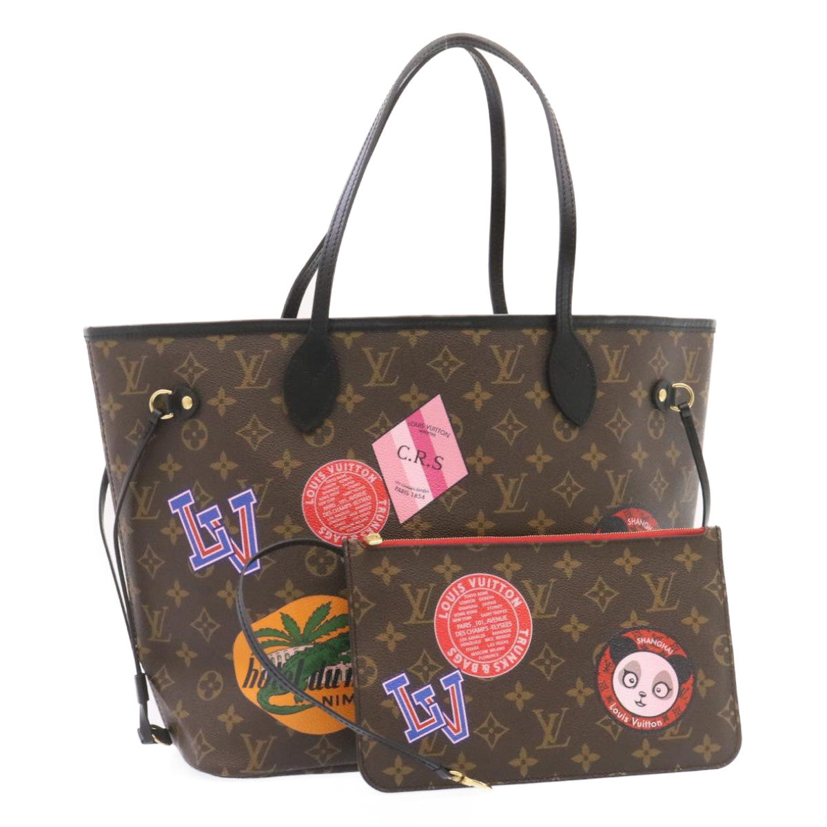 LOUIS VUITTON Monogram World Tour Neverfull MM Tote Bag M42844 LV 26563A