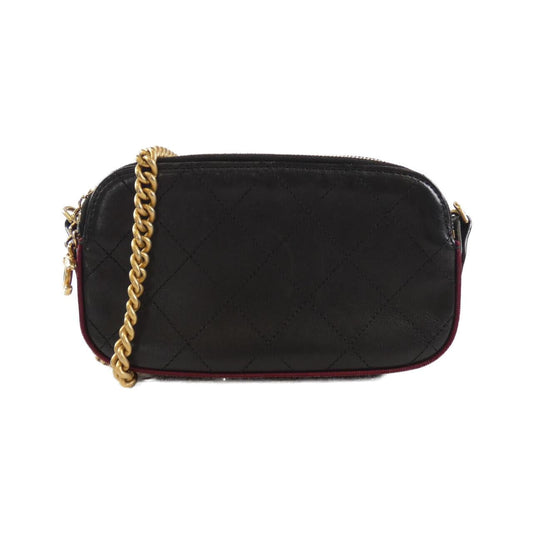 Chanel 57574 Calfskin Grorgain Canvas Shoulder Bag