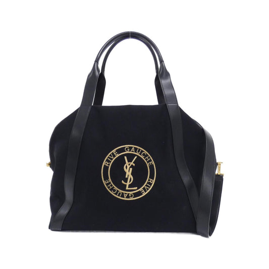 Saint Laurent Rive Gauche Bowling Tote Canvas Leather Tote Bag