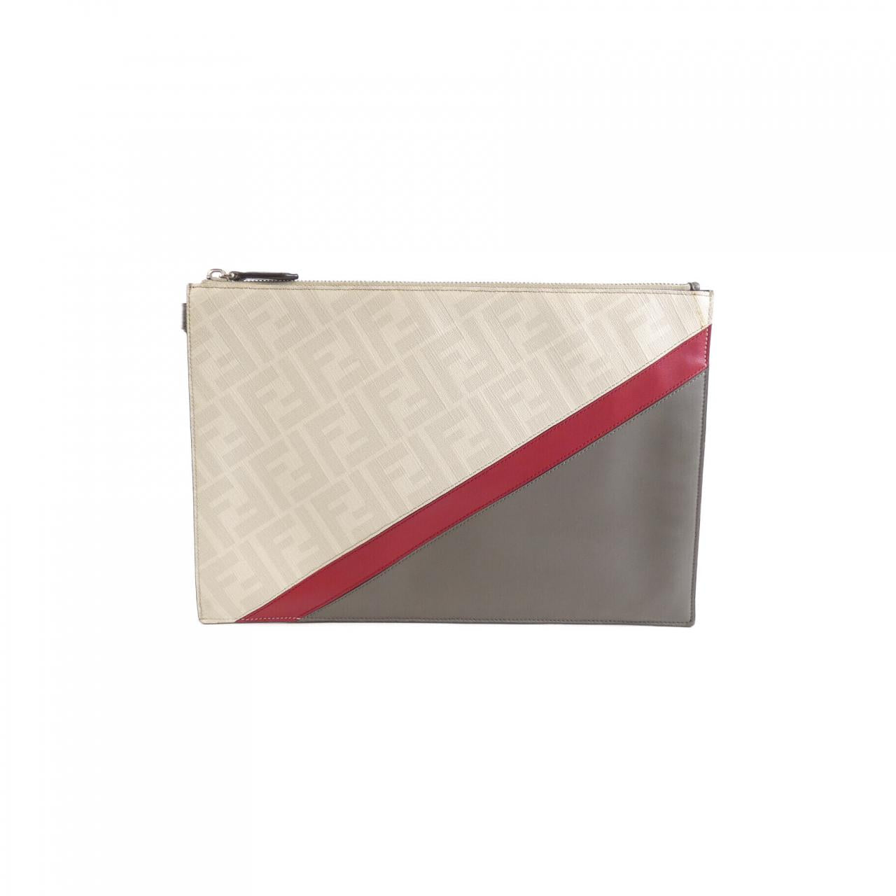 Fendi Flat Slim Clutch Coated Canvas Calf Clutch Bag