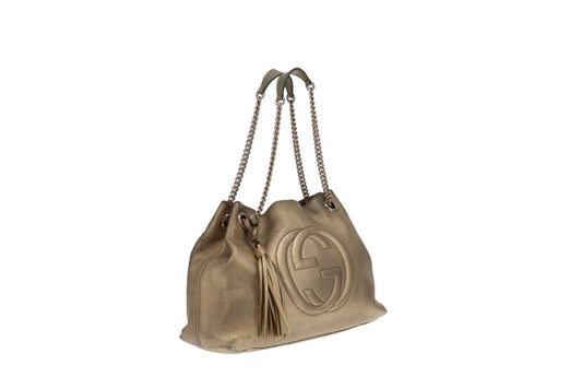 Gucci Soho Gold Leather Metallic Handbag