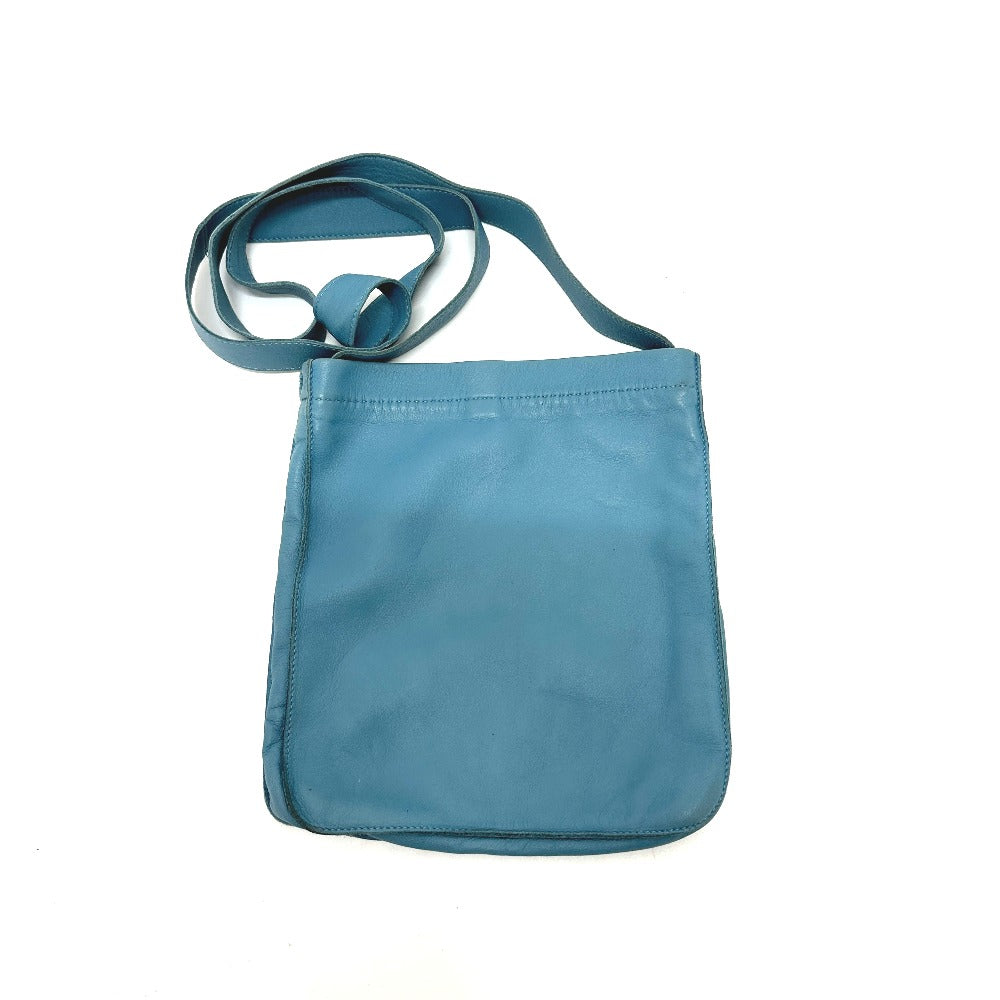 HERMES Shoulder Bag leather blue Crude cell