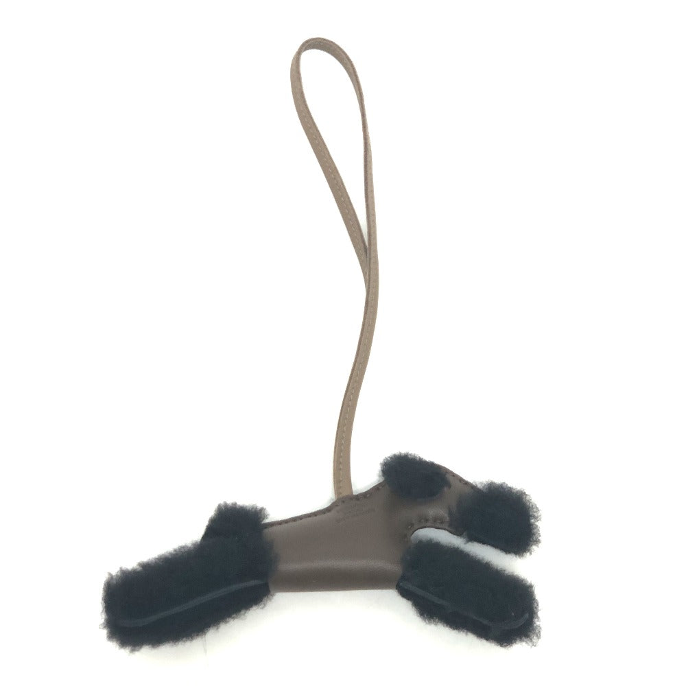 HERMES Bag charm Sheepskin, Mouton Brown Paddy charm
