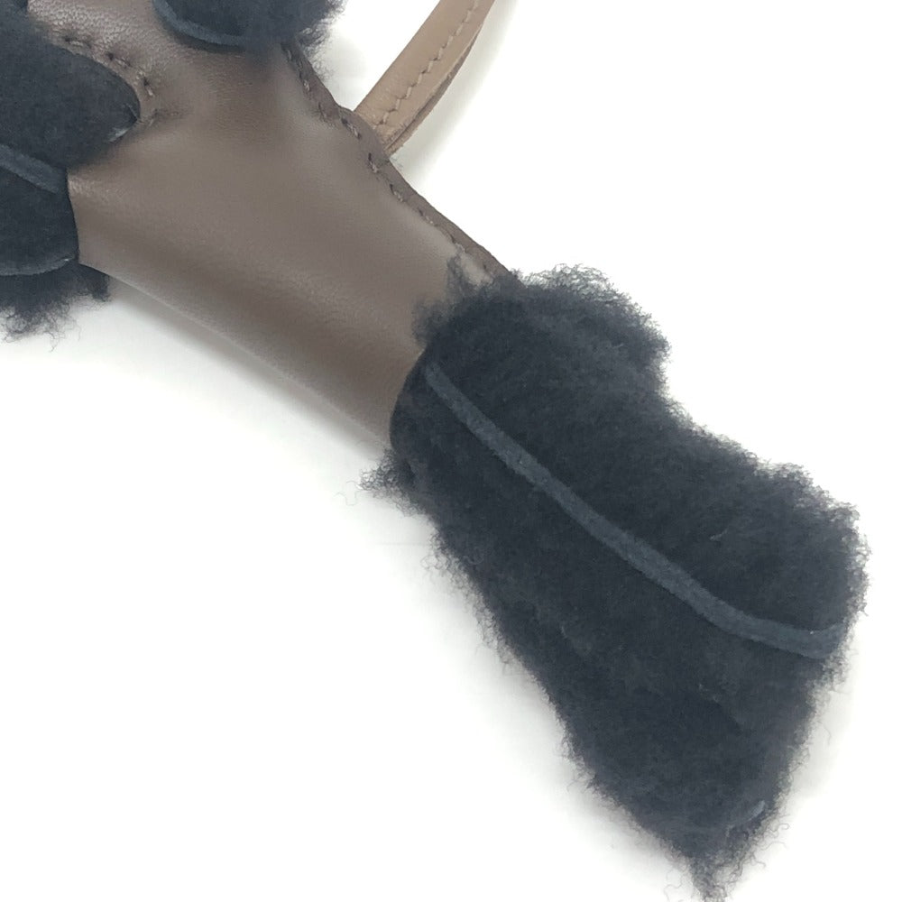 HERMES Bag charm Sheepskin, Mouton Brown Paddy charm