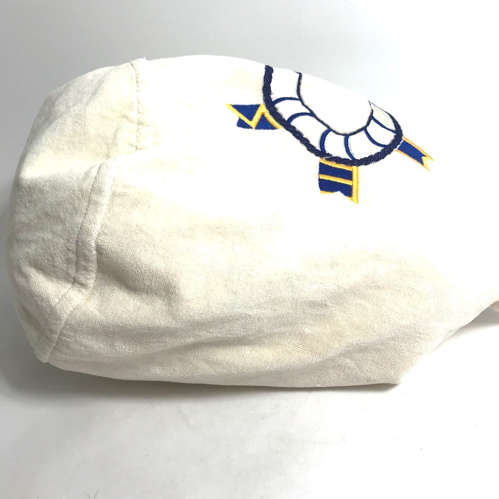HERMES Shoulder Bag cotton white Marine Pattern purse Women