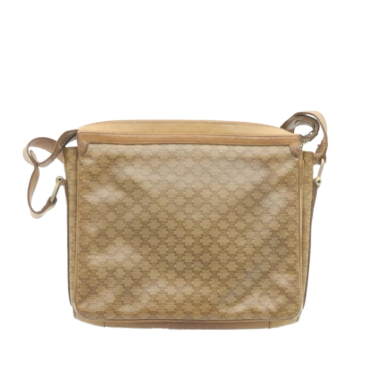 Luxury CELINE Macadam Shoulder Bag Coated Canvas Beige 27875