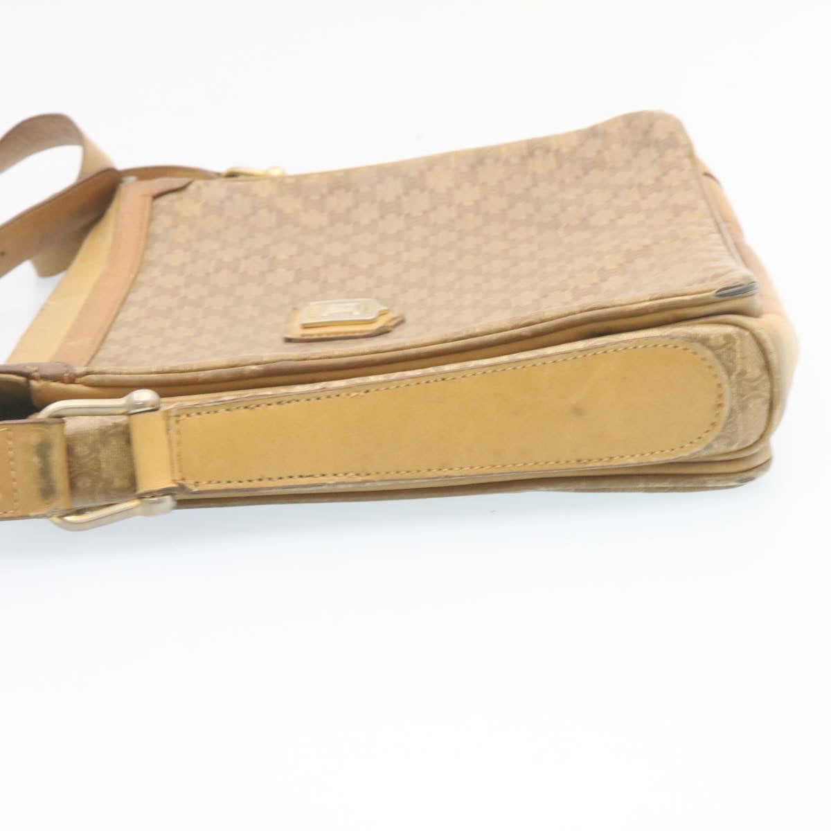 Luxury CELINE Macadam Shoulder Bag Coated Canvas Beige 27875
