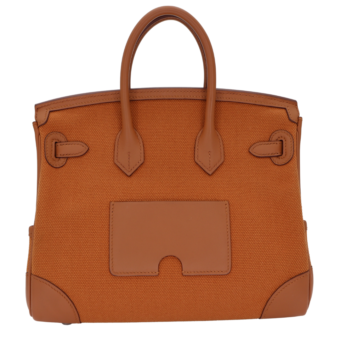 Hermes25cm Birkin Cargo Gold Toile/ Swift Leather Palladium Hardware