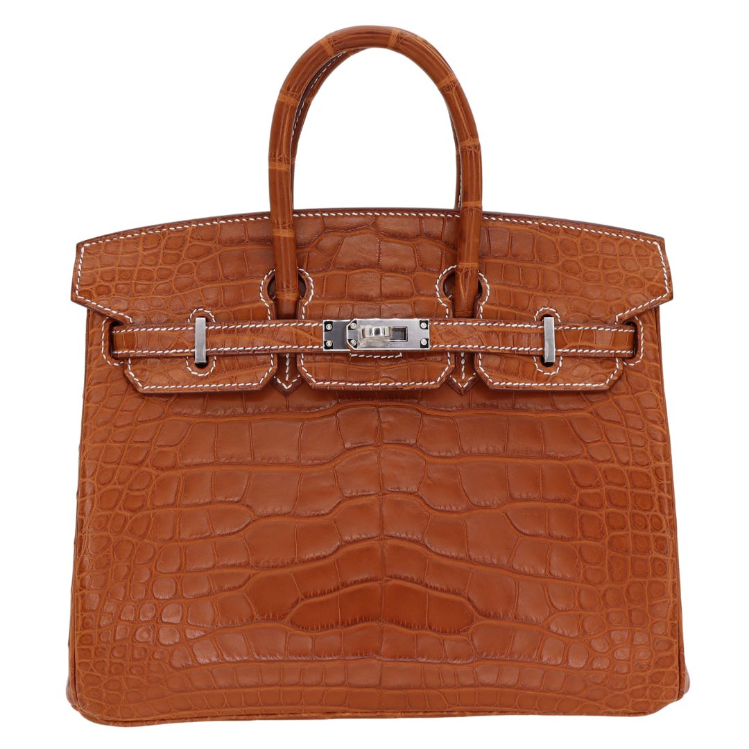 Hermes25cm Birkin Fauve Matte Alligator Palladium Hardware