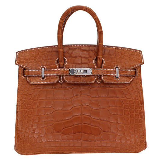 Hermes25cm Birkin Fauve Matte Alligator Palladium Hardware