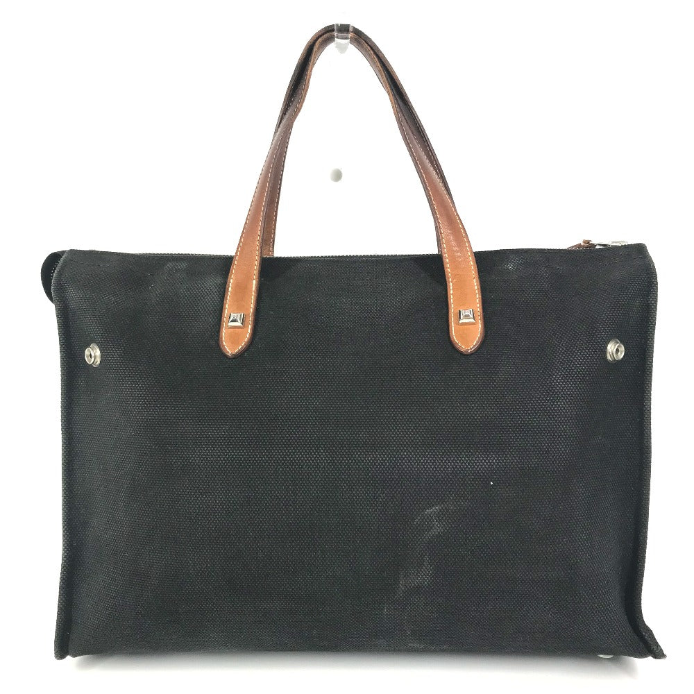 HERMES Business bag Canvas / leather black Medall studs