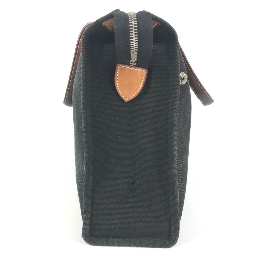 HERMES Business bag Canvas / leather black Medall studs