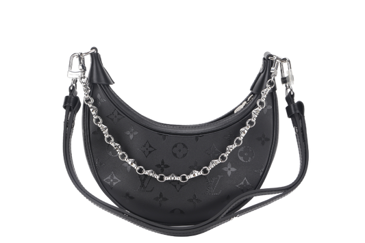 LOUIS VUITTON LOOP BLACK MONOGRAM SILKSCREEN PRINT ( ) CALFSKIN SILVER HARDWARE WITH CHAIN, LEATHER STRAP, DUST COVER AND BOX Handbag