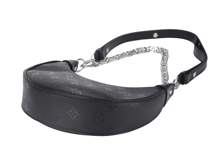 LOUIS VUITTON LOOP BLACK MONOGRAM SILKSCREEN PRINT ( ) CALFSKIN SILVER HARDWARE WITH CHAIN, LEATHER STRAP, DUST COVER AND BOX Handbag