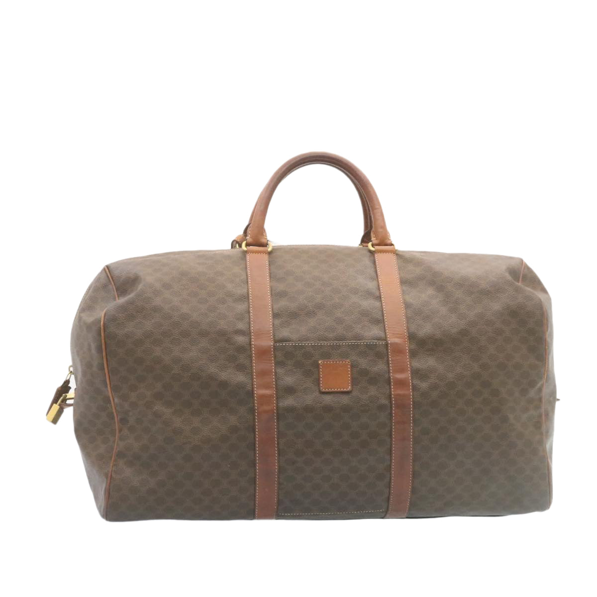 Luxury CELINE Macadam Canvas Boston Bag Brown 28060