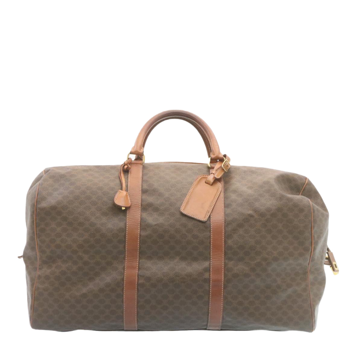 Luxury CELINE Macadam Canvas Boston Bag Brown 28060
