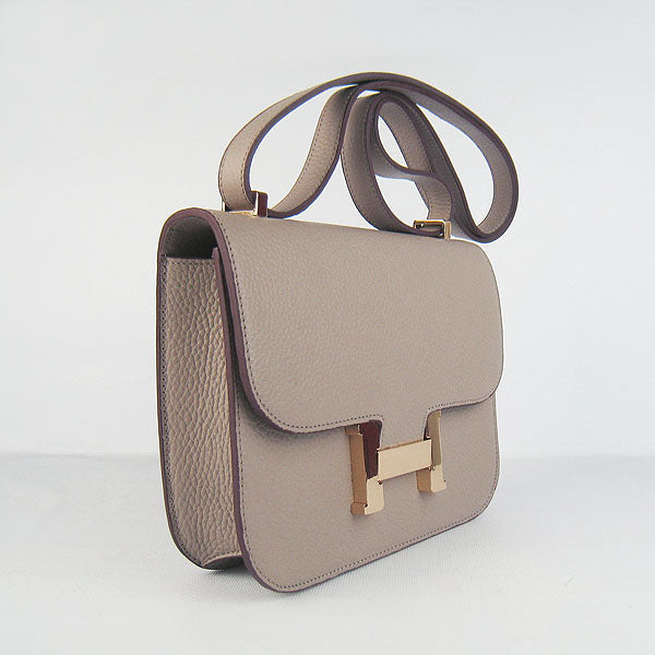 Luxury Hermes Constance Cowskin Leather Bag grey Golden