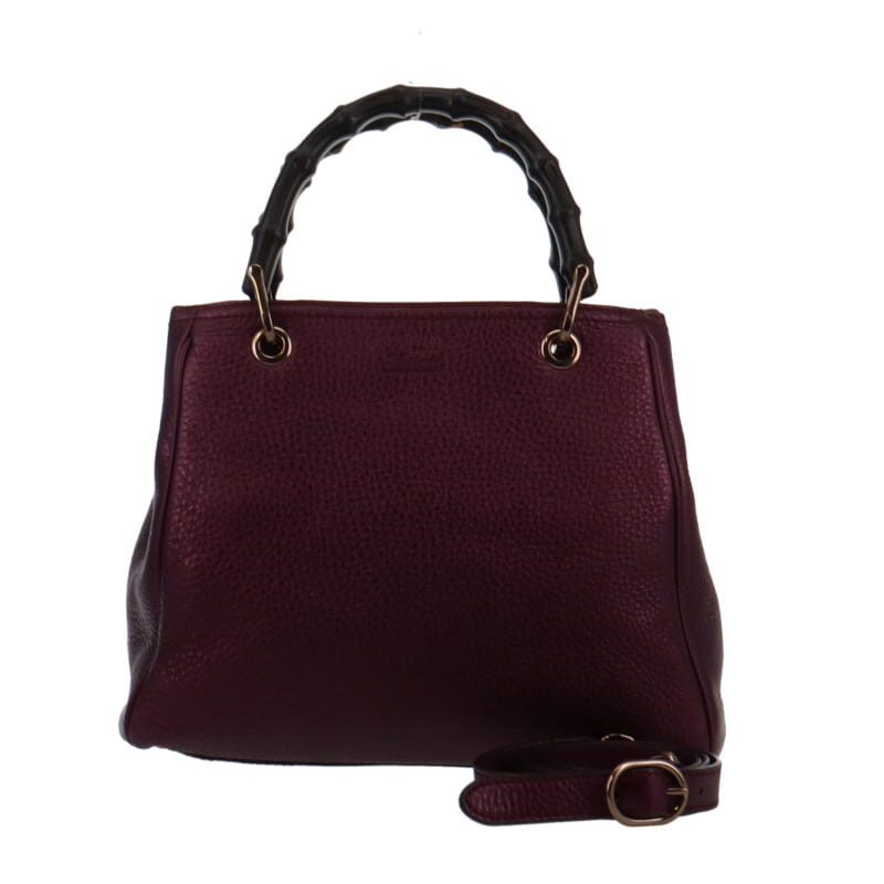 Gucci Bamboo Purple Leather Metallic Tote